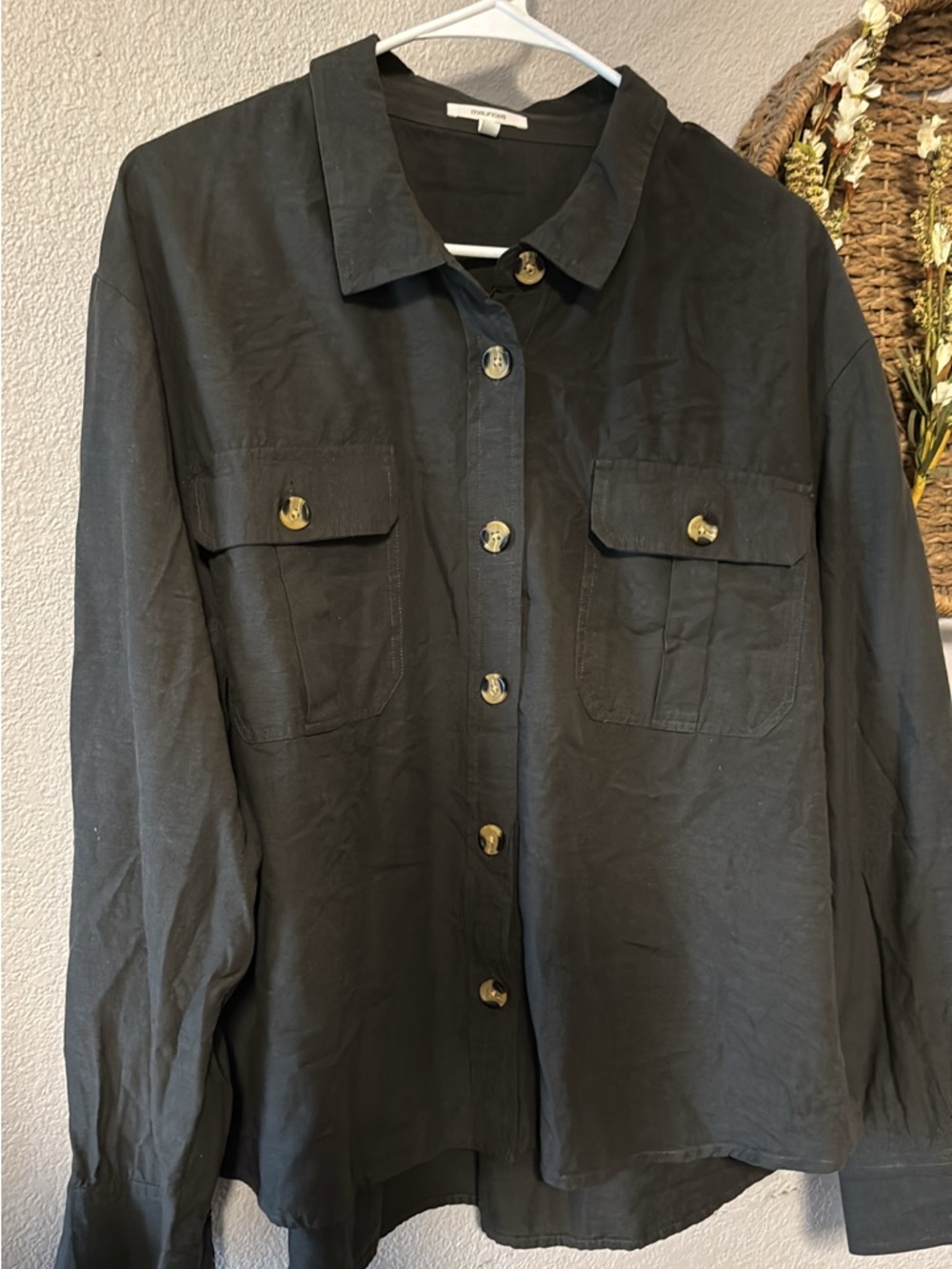Maurices Black Button-Front Women's Shirt with Gold-Tone Buttons